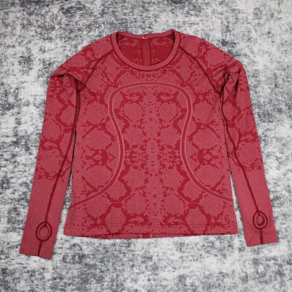 Lululemon Women's Size 8 Red Swiftly Tech Long Sleeve Activewear Gym Run Shirt
